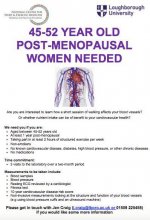 45-52 YEAR OLD POST MENOPAUSAL WOMEN NEEDED for LOUGHBOROUGH UNIVERSITY UK RESEARCH PROJECT