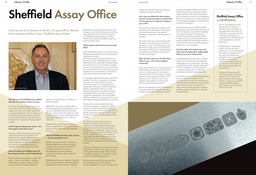 Sheffield Assay Office Featured in The Jeweller Magazine